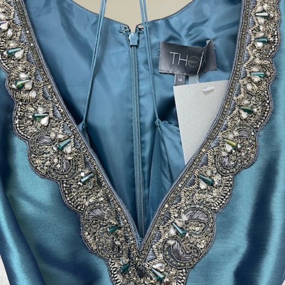 Theia Couture gown NWT size 14 mother of bride formal GORGEOUS jade green - Picture 4 of 7
